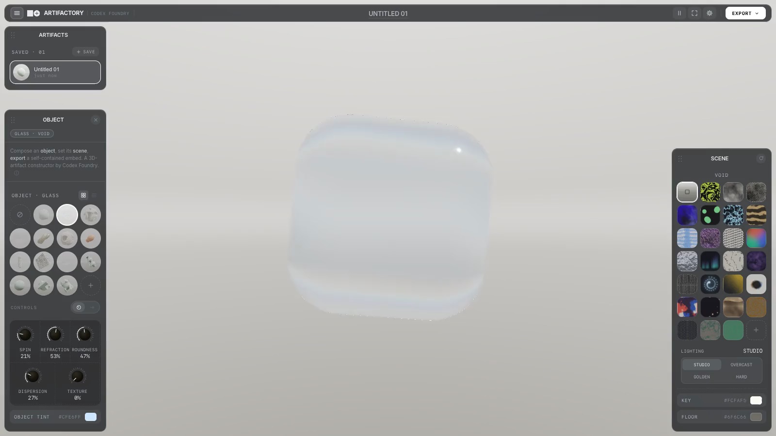 Artifactory, a different base form loaded into the same 3D scene