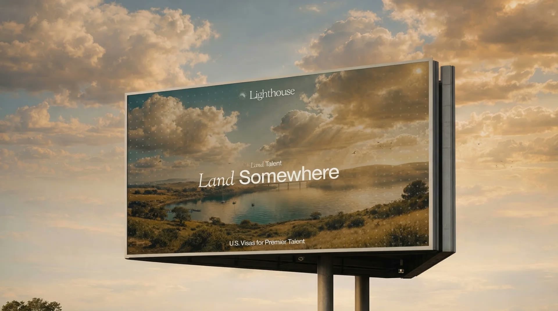 The mark and wordmark on a billboard